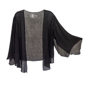 Jacket Black Cropped  “Flutter Sleeve” Lightweight Cotton Cover-Up